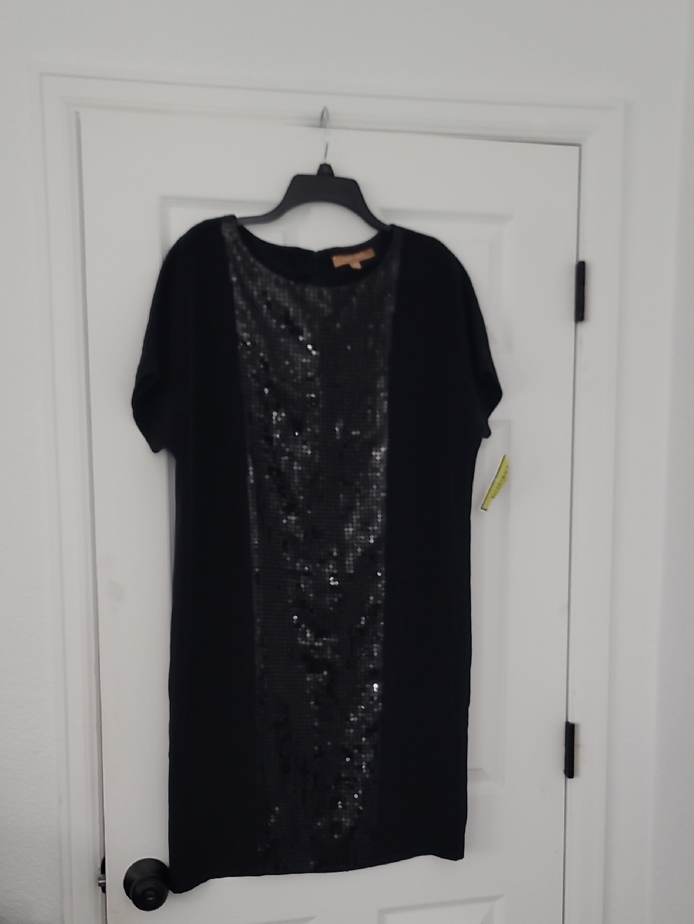 Ellen Tracy Black Midi Dress with Sequin Front Panel
